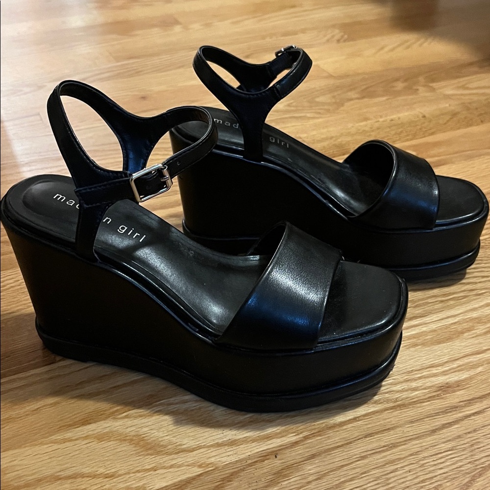 Madden Girl Black Wedge Sandals